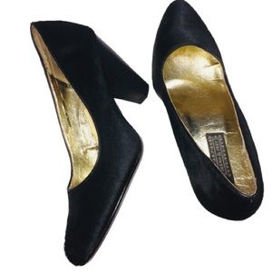 Deena & Ozzy Black Calf Hair Heels Size 9